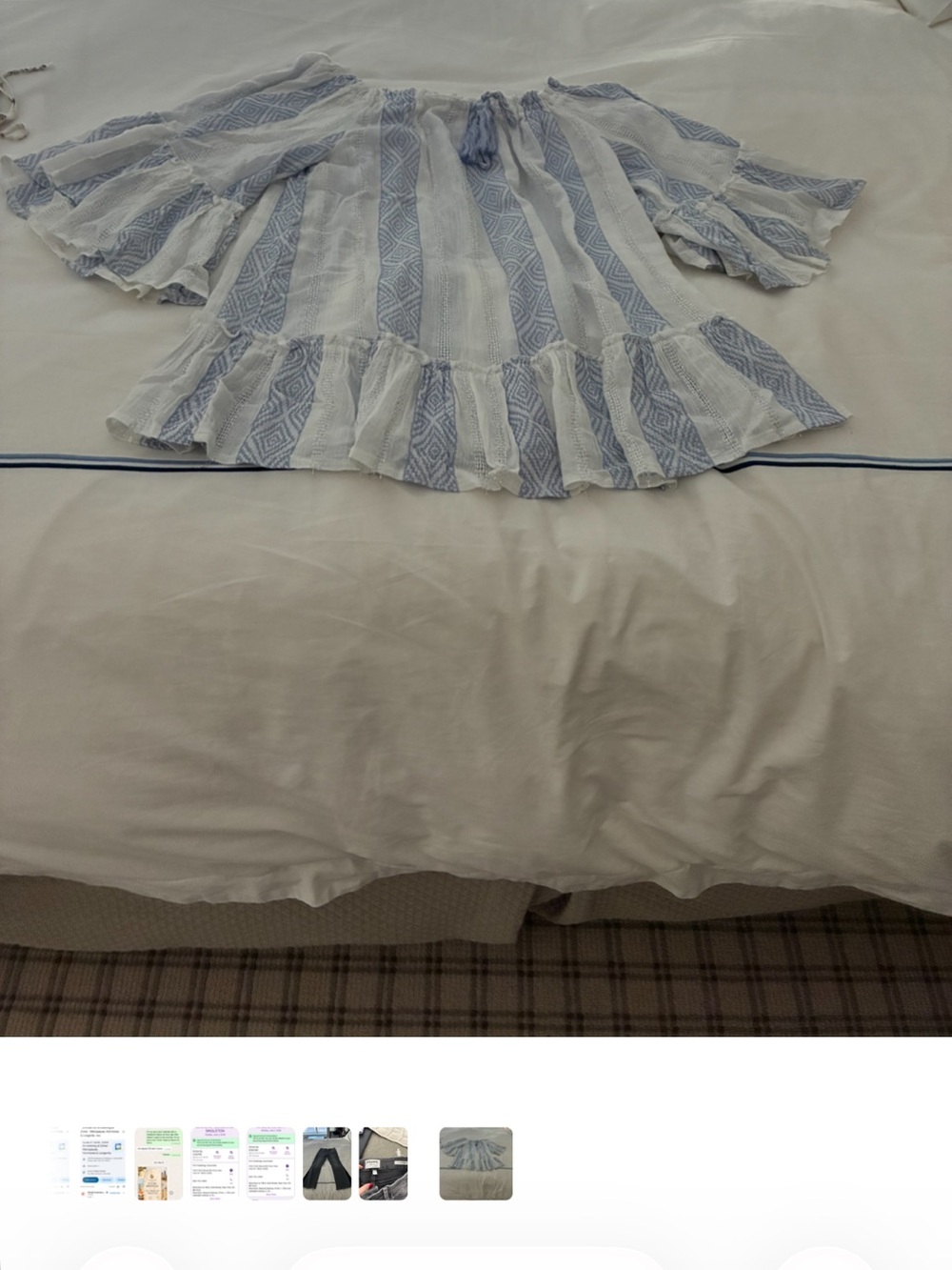Light Blue & White Striped Decorative Bedding Throw
